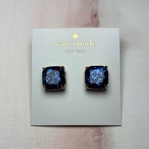 Kate Spade Midnight Blue and Gold Square Earrings
